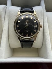 OMEGA Constellation Date Pie Pan Black Dial Gold Capped 34mm Vintage Black Strap