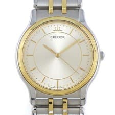 CREDOR Watch Ordinaire GKAM980 Two-Tone Silver Dial 750YG Stainless Steel Quartz