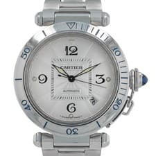 Cartier Pasha 2378 Stainless Steel 38mm Silver Guilloche Dial Automatic Watch