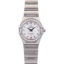 Omega Constellation Stainless Steel 22.5mm MOP Rainbow Gemstone Watch Ref#