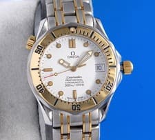 Mens Omega Seamaster 18K Gold 300M Chronometer watch White Dial - 36MM - 2352.20