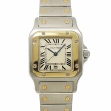 Cartier Santos Galbee LM Quartz YG Cream Dial Mens Watch 90317047