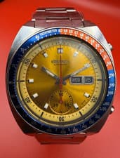 Vintage Men's 1972 Seiko Pogue Pepsi 6139-6005 automatic chronograph Watch