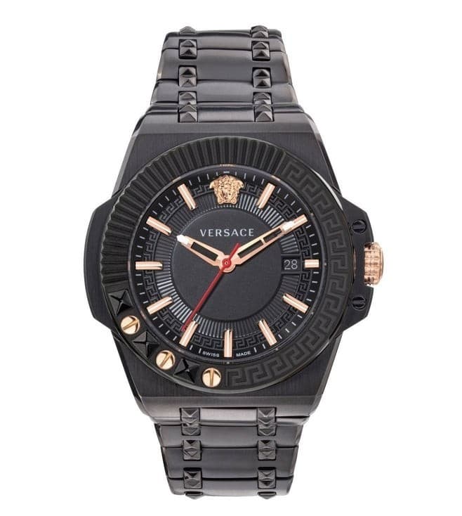 Versace Chain Reaction Quartz Black Dial Men Watch VEDY00719