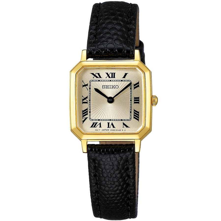 Seiko Selection Nano Universe SSEH018 Ladies Quartz Watch Gold Leather Band