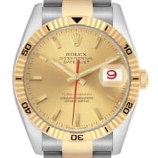 Rolex Datejust Turnograph Steel Yellow Gold Champagne Dial Mens Watch 116263