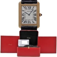 Cartier W5200025 3167 Tank Solo Rose Gold Leather Silver Dial BOX&PAPERS #2622-1