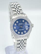 Rolex Datejust Ladies 26mm 69240 Blue Diamond Dial Diamond Bezel Jubilee