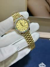 Rolex Datejust Presidential 26MM 18K Yellow Gold Diamond Emerald Bezel Watch