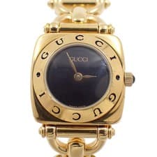 Gucci 6400L Quartz Ladies Watch Gold GP Black Dial Used