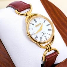 Gucci 6000 Gold Brown Quartz Watch Working New Battery Cleaned Vintage