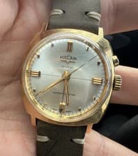 Vulcain Cricket Alarm Waterprotected Men’s Watch Ref. S2317A Gold Plated Vintage