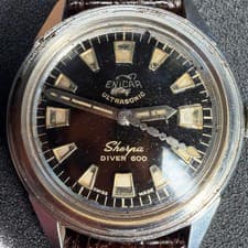 Used working Enicar Sherpa Diver 600 Automatic Black 40mm Junk Vintage from JPN