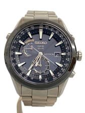 Seiko Solar Watch Analog Stainless Steel Black Silver 7X52-0AA0 Used