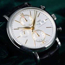 IWC Portofino Chronograpgh Silver Dial Black Leather MINT COMPLETE SET IW391031