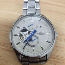 Orient Star Open Heart Automatic Watch Stainless Steel Silver Mens Classic