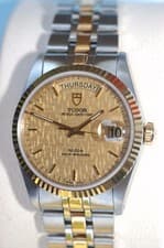 Tudor Prince Date-Day 76213 with Solid 18K Gold Bezel & Gold Links - Nice Ex++!