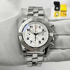 2006 Breitling Super Avenger A1337011 48MM White Stainless Steel Box Papers