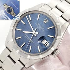 Rolex Oyster Perpetual Date Sunburst Rare Blue Dial Steel Oyster 34mm Watch 1501