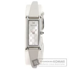 Used GUCCI 1500L GG Square Face 1P Diamond Watch Stainless Steel SS Ladies Used