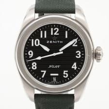 Zenith pilot 03.4000.3620/21.I001 SS SS & Leather AT black dial