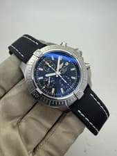 Breitling Avenger Chronograph Steel Black Dial 45mm Strap Auto Watch A13317 B+P