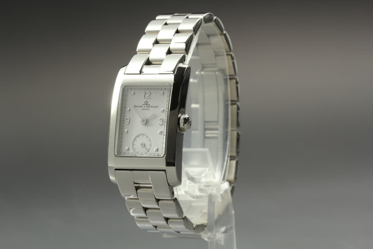 BAUME & MERCIER Hampton MV045139 White Tank Qz Bracelet Ladies Watch Near MINT