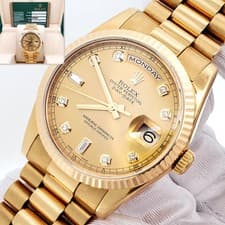 Rolex President Day-Date Factory Champagne Diamond Yellow Gold 36mm Box Papers