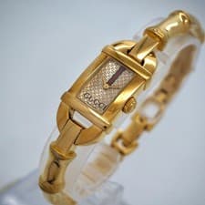GUCCI 6800L Bamboo Gold Watch Sherry Line Rare Model Quartz Ladies 16mm