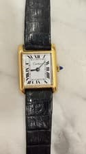 Must de Cartier Tank Watch 18K Gold Electroplated Manual Wind Runs Good G2U
