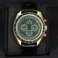 Omega Speedmaster Professional Moonwatch 310.63.42.50.10.001 Green Dial 18K Gold
