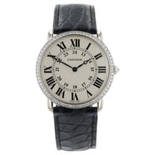 Cartier Ronde Cartier Silver Dial 18k White Gold 36mm Diamond Watch WR000551