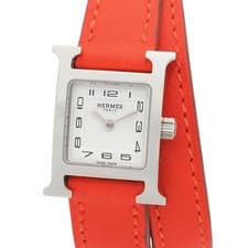 Hermes Watch Mini Double Tour Stainless Steel Ladies White HH1.110 Used
