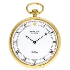 ROLEX Cellini White Roman Pocket Watch Watches 3761/8 K18 Yellow Gold mens