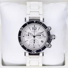 Cartier Pasha Seatimer W3140004/3129 White Dial Stainless Steel Chronograph 37mm