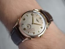 1950 Vintage Longines Men's Watch Gold Rare Automatic Leather Dress Watch 34mm