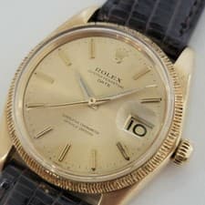 Rolex Oyster Perpetual Date 1503 35mm 1960s Mens 18k Solid Gold Automatic RJC156