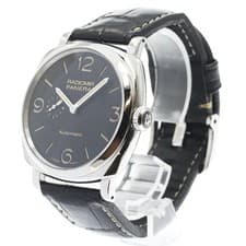 PANERAI RADIOMIR PAM00572 45mm SS Black Dial Leather Strap Automatic Small #C165