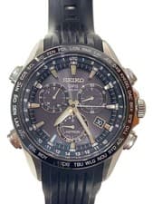 Seiko Astron Chronograph Solar Black Rubber Watch Model 8X82-0AB0-1 Used
