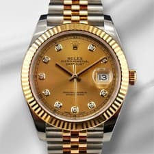Rolex 41mm Datejust 18K Two-Tone Champagne Diamond Dial Mens Watch 126333