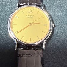 Seiko Credor Signo Quartz Men’s Unisex 8J81-6A30 Black Leather 38mm Used