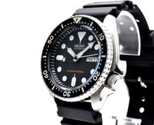 SEIKO 7S26-0020 Automatic Men's Watch Diver 200m Black Dial Day Date New Strap