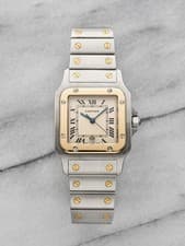 Vintage Cartier Santos Galbée 187901 Two-Tone Quartz Cream Roman Dial