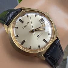Vintage BULOVA Golden Clipper "M" men's automatic watch DATE 10K RGP 1971