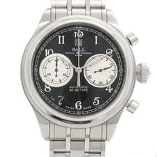 BALL Trainmaster Cannonball Chronograph CM1052D SS Black Dial Used