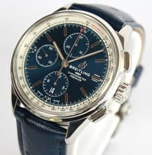 BREITLING Mens Watch, A13315 PREMIER CHRONOGRAPH 42mm automatic, BLUE DIAL, WOW!
