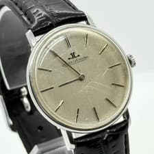 JAEGER-LECOULTRE Watch 9124.42 Silver Hand-wound Leather Round Men's Auth Rare