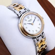 Hermes Quartz Watch Gold Silver White Fully Serviced New Battery Working