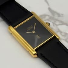 Cartier Must Tank LM Manual Hand-Winding Watch Black Onyx Dial Vintage