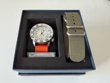 Helm Khuraburi Titanium White Dial Bezel Date 06AR4 Orange + Khaki Straps